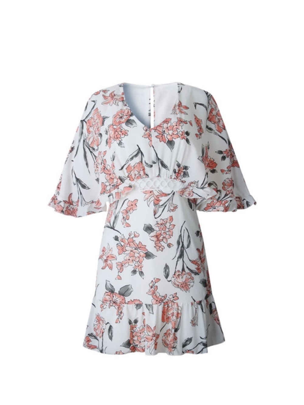 Palace of Chic Boho Floral Ruffle Mini Dress- Large